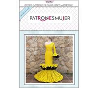 Patrón de Costura: Vestido Flamenco de Mujer con escote asimétrico y volante canastero - Tutorial en Vídeo y Patrón Multitalla en Papel (Tallas 36 a 52) Hecho por Ti.
