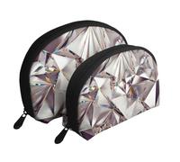 Patrón de Cristal de Diamante Abstracto con Purpurina Impreso, Bolsa de Maquillaje de Concha, Monedero pequeño para Mujer, Bolsa de artículos de tocador, Bolsa de cosméticos, 2 Piezas