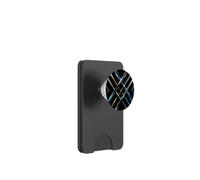 Patrón de cuadrícula geométrica con líneas Azules y Amarillas PopSockets PopWallet para MagSafe