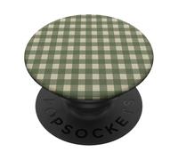 Patrón de Cuadros Verde Salvia Estilo Granja PopSockets PopGrip Adhesivo