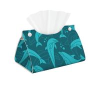 Patrón de Delfines, Funda para Caja de pañuelos con Cierre, Reutilizable, Decorativa para baño, Sala de Estar, Dormitorio, Oficina y Coche.