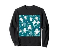 Patrón de dibujos animados fantasma de Halloween turquesa y agua Sudadera