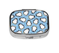 Patrón de dibujos animados lindo pingüino, Pastillero cuadrado para bolsillo o monedero, pequeño contenedor de pastillas, organizador de pastillas de viaje