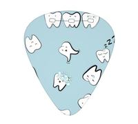 Patrón de dientes Diente Caricatura dental,12 púas de guitarra, 3 grosores diferentes para guitarra acústica, bajo y ukelele