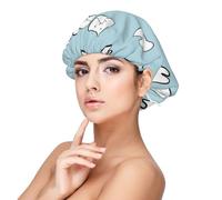 Patrón de dientes Diente Caricatura dental,Gorro de dormir de satén para adultos - Gorro de dormir elástico para mujer, cubrecabello nocturno