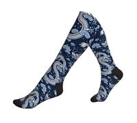 Patrón De Dragón1 Calcetines Altos Largos Unisex Calcetines De Compresión Medias Hasta La Rodilla Para Ciclismo Circulación Senderismo Atletismo 1 Par 50Cm
