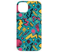Patrón de energía en Zigzag Pop Retro de los años 80 y 90 Verde Azulado Carcasa para iPhone 14 Plus