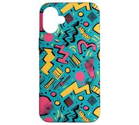 Patrón de energía en Zigzag Pop Retro de los años 80 y 90 Verde Azulado Carcasa para iPhone 16 Plus