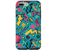 Patrón de energía en Zigzag Pop Retro de los años 80 y 90 Verde Azulado Carcasa para iPhone 7 Plus/8 Plus