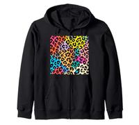 Patrón de estampado animal para mujeres y niñas, estampado de leopardo colorido Sudadera con Capucha