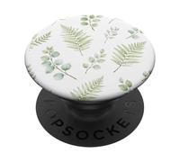 Patrón de Estampado botánico de Acuarela de Helecho y eucalipto PopSockets PopGrip Adhesivo