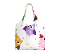 Patrón de estampado de búho lindo,Bolsas de mano reutilizables, bolsas de supermercado, bolso de hombro de lona de gran capacidad