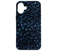 Patrón de Estampado de Leopardo exótico Safari Negro y Azul Marino Carcasa para iPhone 16 Plus
