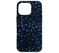 Patrón de Estampado de Leopardo exótico Safari Negro y Azul Marino Carcasa para iPhone 16 Pro