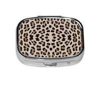 Patrón de estampado de leopardo, Pastillero cuadrado para bolsillo o monedero, pequeño contenedor de pastillas, organizador de pastillas de viaje