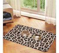 Patrón de Estampado de Leopardo,Tapete para Comida de Mascotas, manteles Individuales de Cuero sintético para Gatos y Perros,30x45cm