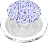 Patrón de Estampado Floral Indio en Azul PopSockets PopGrip para MagSafe