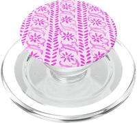 Patrón de Estampado Floral Indio en Rosa Intenso PopSockets PopGrip para MagSafe