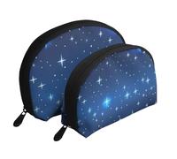 Patrón de Estrella Azul, Bolsa de Maquillaje de Concha, Monedero pequeño para Mujer, Bolsa de artículos de tocador, Bolsa de cosméticos, 2 Piezas