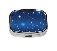 Patrón de estrella azul, Pastillero cuadrado para bolsillo o monedero, pequeño contenedor de pastillas, organizador de pastillas de viaje