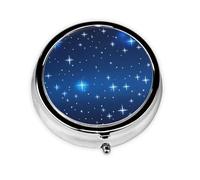 Patrón de estrella azul, Pastillero, Pastillero redondo Pequeño contenedor de pastillas Organizador de pastillas de viaje