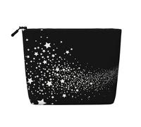 Patrón de Estrella fugaz, Blanco y Negro,Neceser de Maquillaje de imitación Lino, Neceser de Viaje portátil