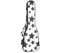 Patrón de estrellas negras con fondo blanco Soprano Ukulele Caso tenor Ukulele Bolsa para adultos Cubierta de ukelele con correas ajustables Bolsa acolchada impermeable para ukelele