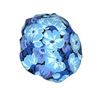 Patrón de flor azul Gorro de ducha, gorro de dormir, gorro de baño elástico impermeable de doble capa, gorro de baño reutilizable