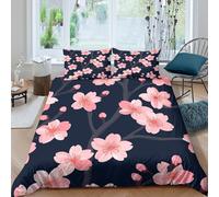 Patrón de Flor de Cerezo Juego De De Cama Microfibra Diseño gráfico Impresión Digital 3D,en General,para Adultos Y Niños Funda De Edredón 3 Piezas Y Fundas De Almohada King（220x240cm）