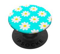 Patrón de Flor de Margarita Azul y Blanca Linda Primavera PopSockets PopGrip Adhesivo