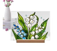 Patrón de flores creativo de vidrio de imitación acrílico | Catcher de luz floral colorido hecho a mano | Plato decorativo translúcido, adorno elegante para cocina, mesa de comedor, sala de estar, dor