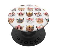 Patrón De Flores Gato Divertido Gatito Patrón Amantes Flor PopSockets PopGrip Adhesivo