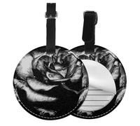 Patrón de flores góticas,Etiquetas de equipaje de cuero sintético con nombre, etiquetas de viaje duraderas, 2 unidades