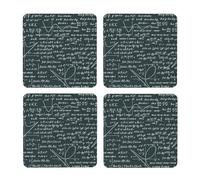 Patrón de fórmulas matemáticas escritas a Mano,Posavasos Cuadrados de Corcho MDF, Almohadilla para Tazas, Juego de 4 Posavasos para Bebidas