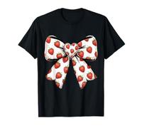 Patrón de Fresa Coqueta Arco Lindo Fresas Frutas Camiseta