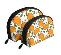 Patrón De Frutas De Mango Y Hojas, Bolsa de Maquillaje de Concha, Monedero pequeño para Mujer, Bolsa de artículos de tocador, Bolsa de cosméticos, 2 Piezas
