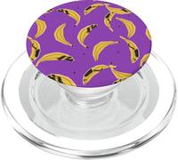 Patrón de frutas de verano amarillo púrpura tropical plátano PopSockets PopGrip para MagSafe