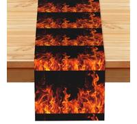 Patrón de Fuego,Camino de Mesa de Lino sintético para el hogar, Fiestas, comedores, 33 x 183 cm