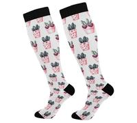 Patrón De Gafas Con Forma De Corazón De Cactus Calcetines De Compresión Unisex Medias Compresion Elástico Calcetines Para Circulación Atletismo Mujeres 50Cm