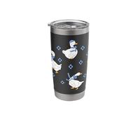 Patrón de gansos campestres, gansos y flores de coqueta retro Vaso térmico de acero inoxidable de doble pared