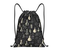 Patrón De Garabato De Laboratorio De Ciencias A para Imprimir Bolsa Mochila Gimnasio Fácil De Doblar Deportiva Bolsa De Cuerdas para Al Aire Libre Escuela Mujeres 36X42Cm