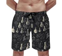 Patrón De Garabato De Laboratorio De Ciencias A para Imprimir Pantalones Cortos Ajustables Traje De Baño Hombre Casuales Shorts De Baño para Surf Jogger Verano XL