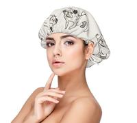 Patrón de garabato de perro,Gorro de dormir de satén para adultos - Gorro de dormir elástico para mujer, cubrecabello nocturno