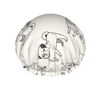 Patrón de garabato de perro,Gorro de ducha, gorro de noche, gorro de baño elástico impermeable de doble capa, reutilizable para el cabello.