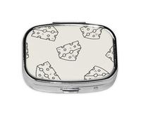 Patrón de garabato de queso, Pastillero cuadrado para bolsillo o monedero, pequeño contenedor de pastillas, organizador de pastillas de viaje