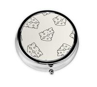 Patrón de garabato de queso, Pastillero, Pastillero redondo Pequeño contenedor de pastillas Organizador de pastillas de viaje