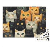 Patrón de Gatos Puzzle de 1000 Piezas Puzzle para Adultos Papel Decoración Hogar Relajante Regalo Gatos Multicolor 70x50cm/1000pcs