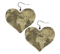 Patrón De Geografía Náutica Oceánica Del Mapa Mundial Antiguo Mujer Pendientes Piel Sintética Aretes Colgantes Pendientes