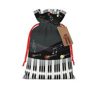 Patrón de guitarra y piano de 4.7 x 6.9 pulgadas en bolsa de Navidad con cordón y bonita etiqueta kraft, se adapta a regalos y artículos pequeños diarios
