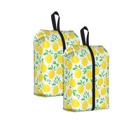 Patrón de Hojas Verdes y Limones Amarillos， Bolsas de Viaje para Zapatos (Paquete de 2), Bolsas Impermeables para Guardar Zapatos, Organizador de Zapatos para Viajes y hogar.